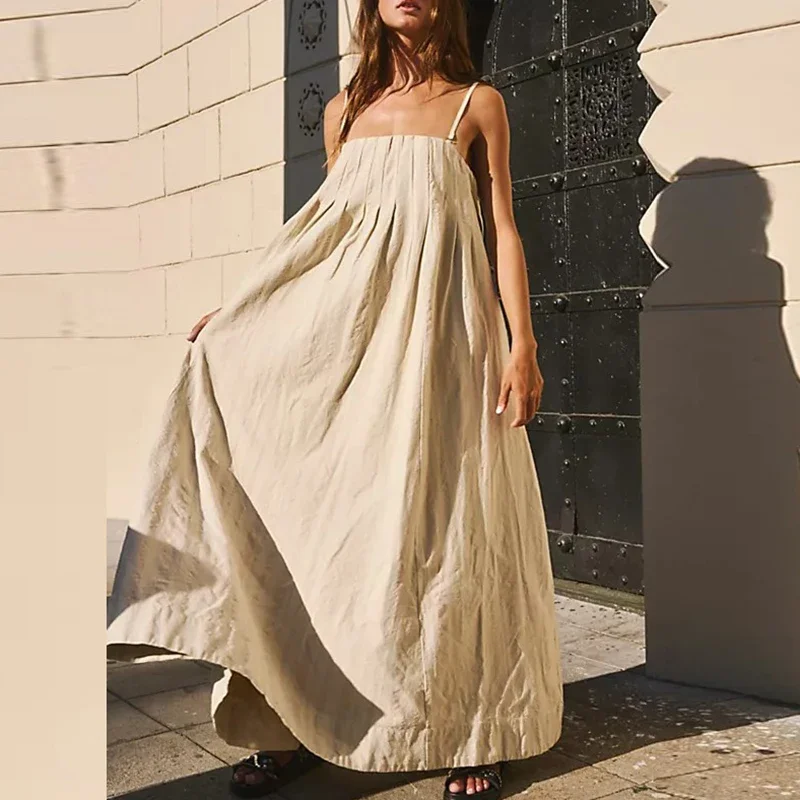 Elegant Women 2025 Female Party Dress Casual Suspender Loose Bohemian Dress 2025 Solid Hollow Shoulder Swing Beach Long Dress
Elegant Women 2025 Female Party Dress Casual Suspender Loose Bohemian Dress 2025 Solid Hollow Shoulder Swing Beach Long Dress