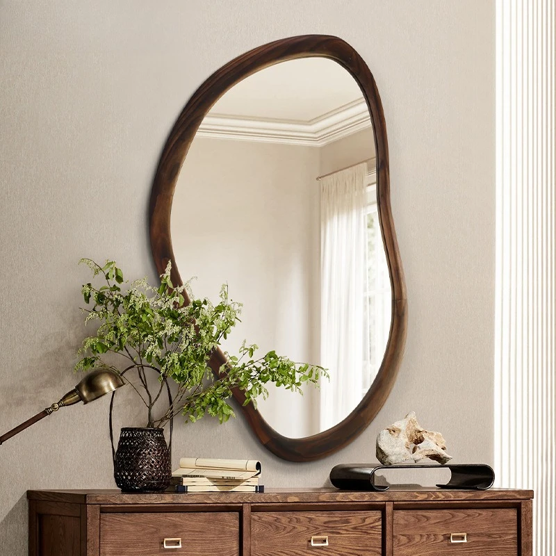 Solid wood special-shaped retro decorative mirror wall-mounted bathroom mirror American walnut retro vanity
Solid wood special-shaped retro decorative mirror wall-mounted bathroom mirror American walnut retro vanity