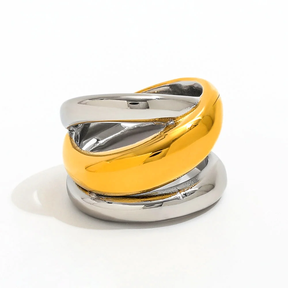 Joolim Jewelry High End PVD Wholesale Waterproof Chunky Two-tone Multi-layered Wound Stainless Steel Ring Trendy For Women
Joolim Jewelry High End PVD Wholesale Waterproof Chunky Two-tone Multi-layered Wound Stainless Steel Ring Trendy For Women