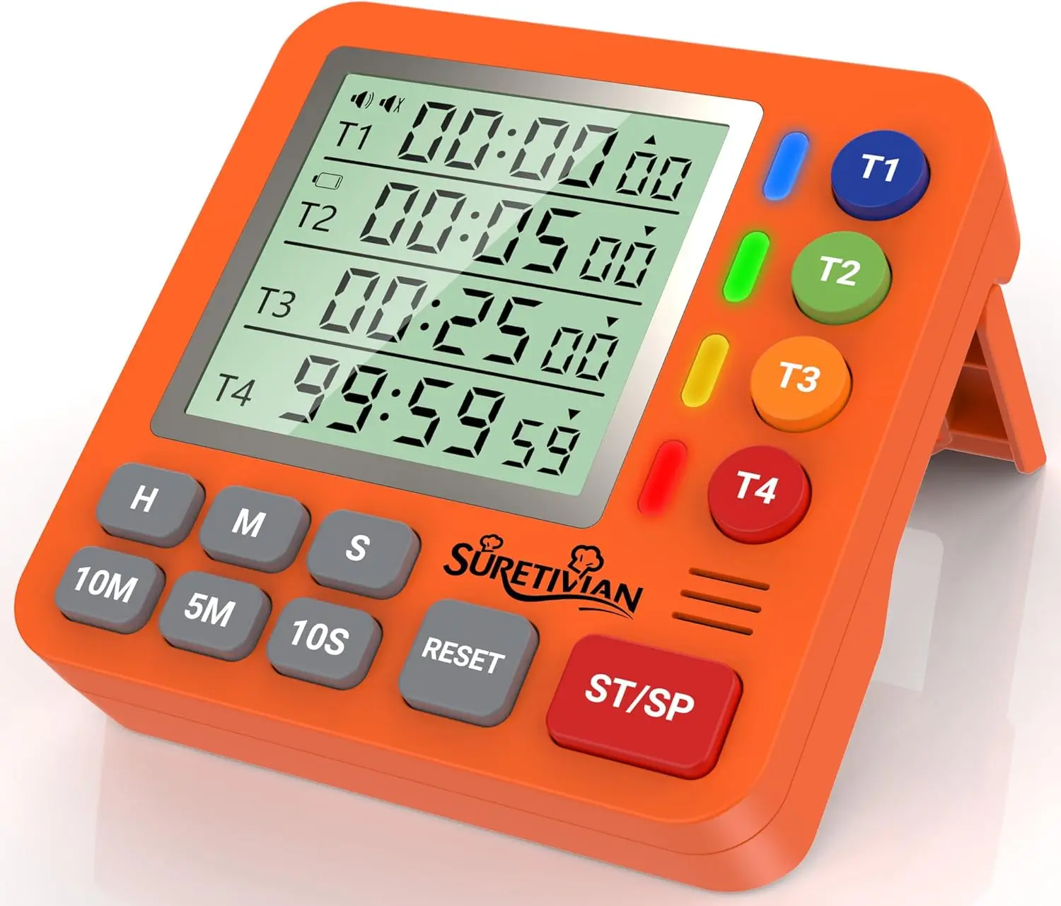 4-Channel Digital Kitchen Timer, Count Up/Down, Loud Alarm & Silent Mode, Large Display, Magnetic Back, Auto Memory, Battery Included (Orange)
4-Channel Digital Kitchen Timer, Count Up/Down, Loud Alarm & Silent Mode, Large Display, Magnetic Back, Auto Memory, Battery Included (Orange)