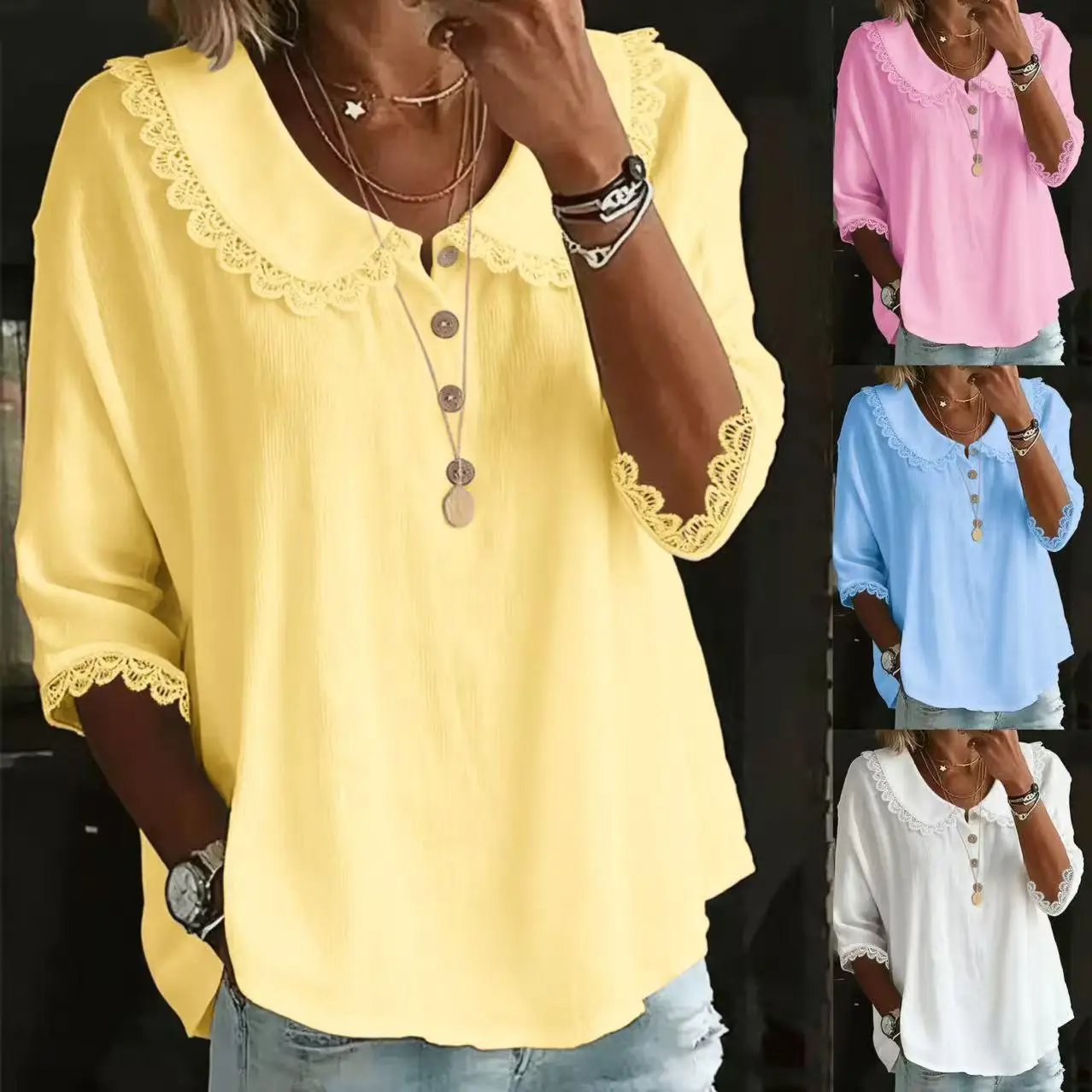 Women's Vintage Style Long Sleeve Lace Collar Shirt Resistant to Deformation Pure Color Retro Fashion Ladies' Premium Shirt
Women's Vintage Style Long Sleeve Lace Collar Shirt Resistant to Deformation Pure Color Retro Fashion Ladies' Premium Shirt