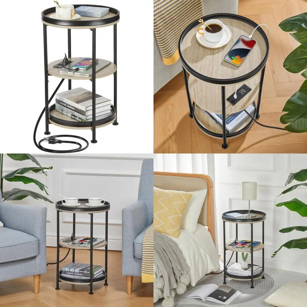 Круглый приставной столик с зарядной станцией, 3-х уровневый прикроватный столик для гостиных, компактная прикроватная тумбочка для спальни, стальной каркас, индустриальный стиль, дуб S
Круглый приставной столик с зарядной станцией, 3-х уровневый прикроватный столик для гостиных, компактная прикроватная тумбочка для спальни, стальной каркас, индустриальный стиль, дуб S