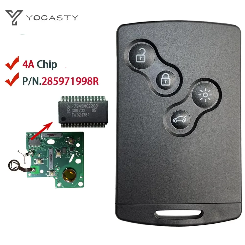 YOCASTY Keyless Smart Card Key 4A Chip 433 MHz For Renault 2009 2010 2014 2015 2017 Hands free Clio IV Captur 285971998R
YOCASTY Keyless Smart Card Key 4A Chip 433 MHz For Renault 2009 2010 2014 2015 2017 Hands free Clio IV Captur 285971998R