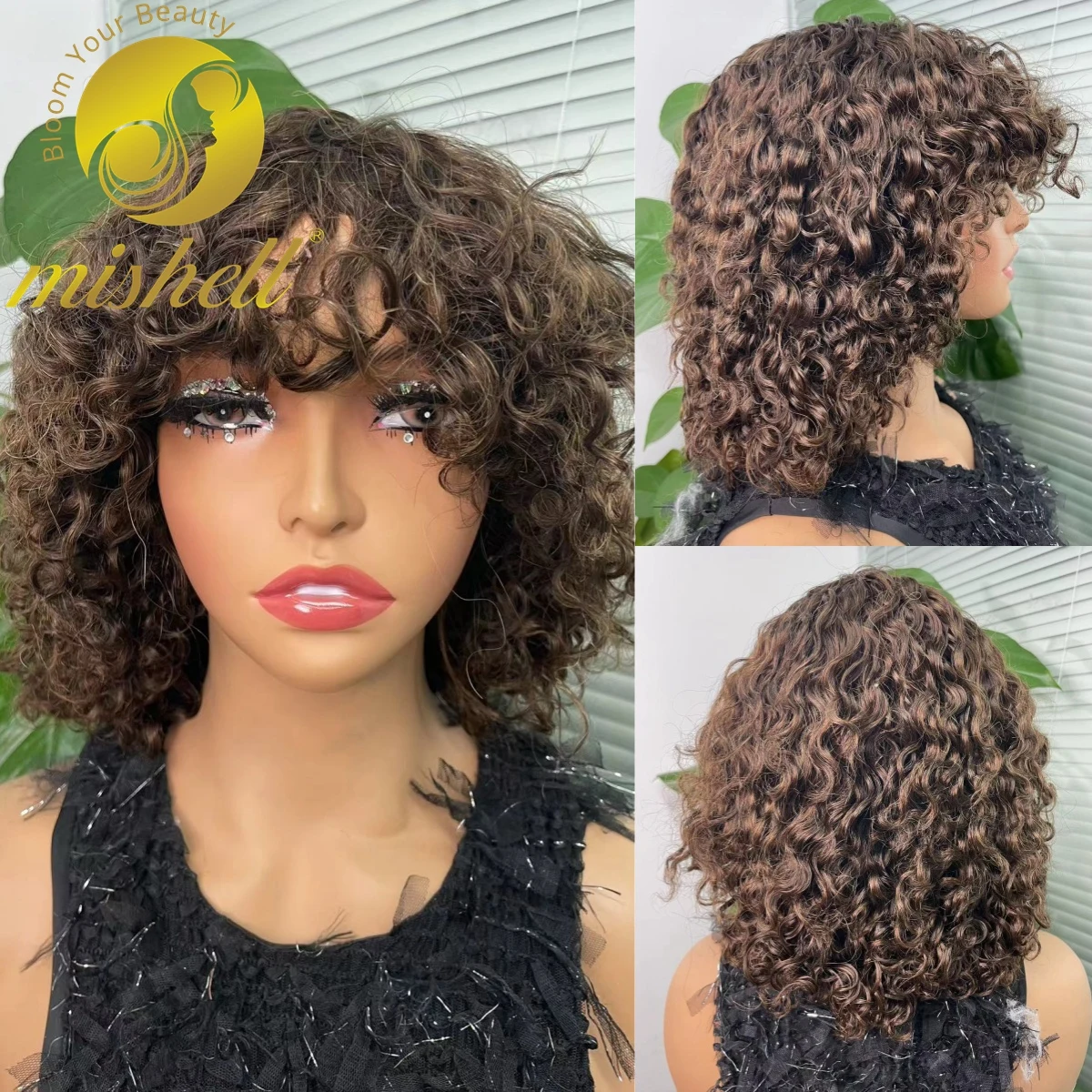 200% Density Chocolate Brown Full Machine Made Water Wave Wig with Bangs Short Jerry Curly Human Hair Bob Wigs 12inch for Women
200% Density Chocolate Brown Full Machine Made Water Wave Wig with Bangs Short Jerry Curly Human Hair Bob Wigs 12inch for Women