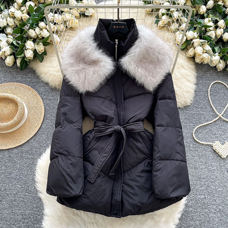 High end detachable fur collar cotton jacket women mid to long length winter new waist cinching lace-up thickened jacket
High end detachable fur collar cotton jacket women mid to long length winter new waist cinching lace-up thickened jacket