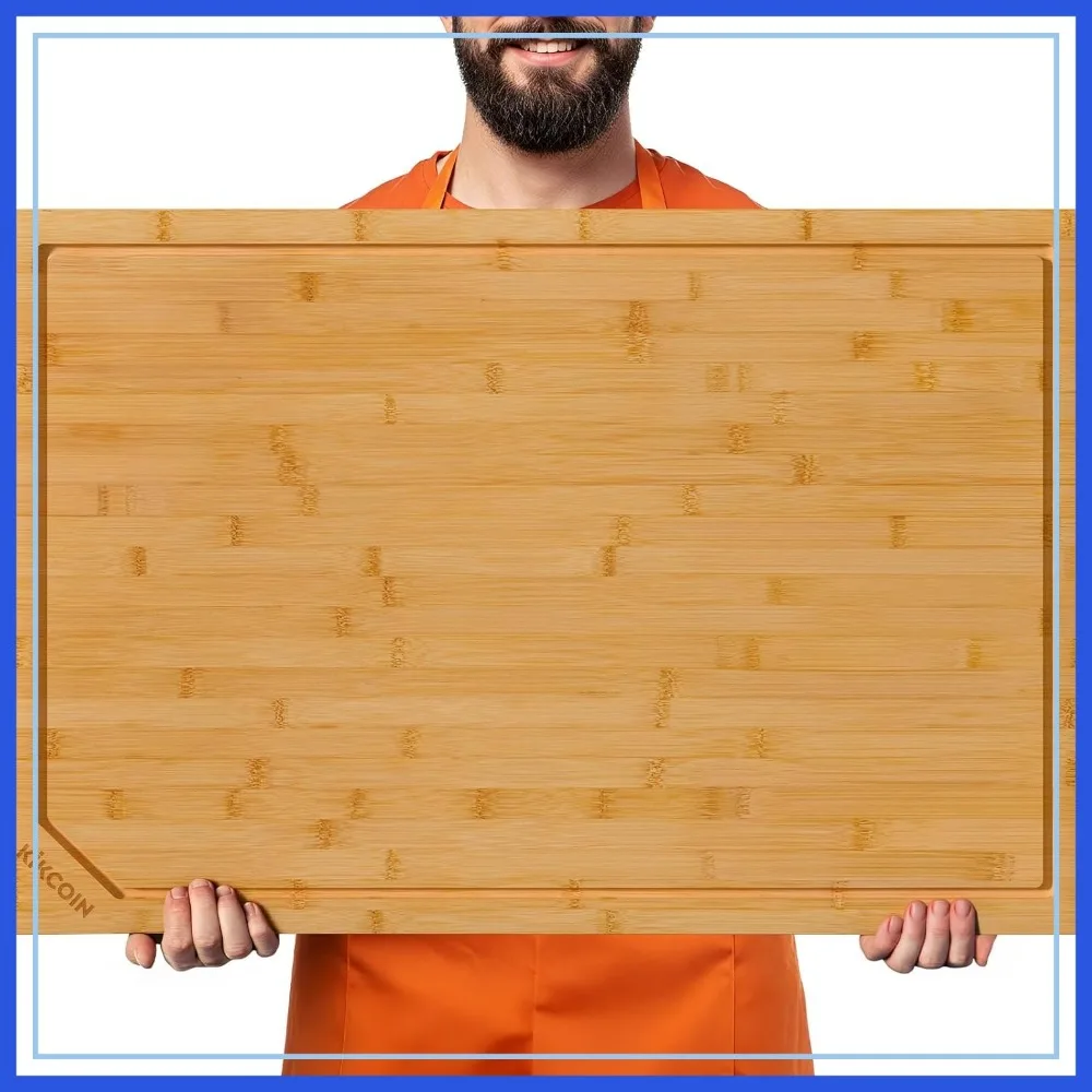 30x20 Inch Bamboo Cutting Board for Kitchen, Heavy Duty Extra Large Chopping Board with Juice Groove & Handle, Stove Top Cover
30x20 Inch Bamboo Cutting Board for Kitchen, Heavy Duty Extra Large Chopping Board with Juice Groove & Handle, Stove Top Cover