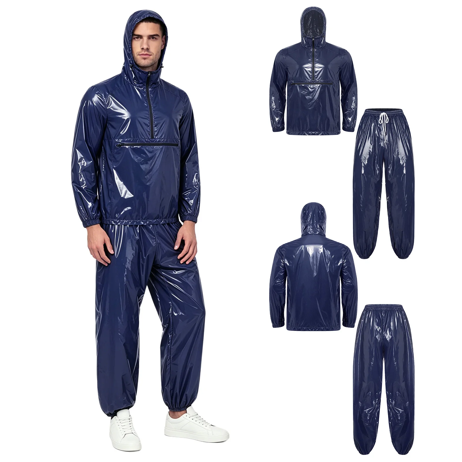 Men Waterproof Tracksuit Front Zipper Pocket Hoodie Sweatshirt Windbreaker Elastic Waistband Jogging Pants Rainwear Sportswear
Men Waterproof Tracksuit Front Zipper Pocket Hoodie Sweatshirt Windbreaker Elastic Waistband Jogging Pants Rainwear Sportswear