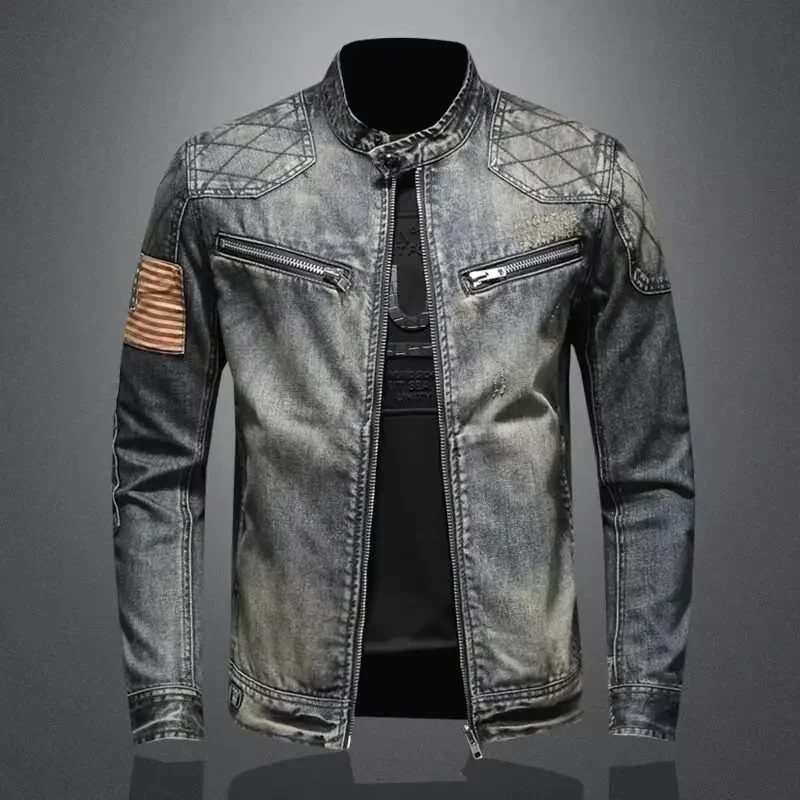 2026 Retro Blue Loose Fit Casual Zipper Jacket Men's Denim Coat Autumn Trendy Stand Collar with Big Pockets
2026 Retro Blue Loose Fit Casual Zipper Jacket Men's Denim Coat Autumn Trendy Stand Collar with Big Pockets
