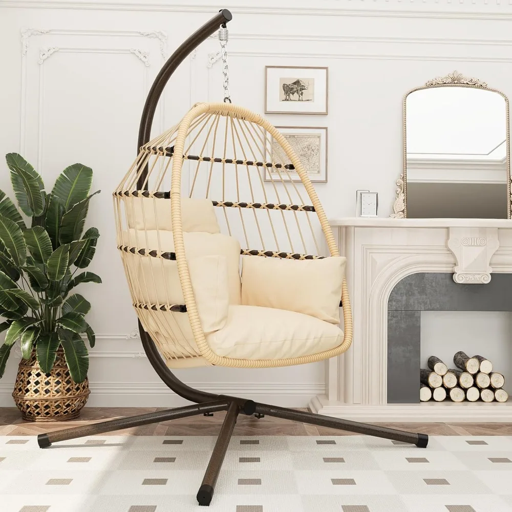 Wicker Egg Chair Outdoor Indoor,Foldable Patio Hanging Egg Chair with Stand,Egg Swing Chair with UV Resistant Cushion 350lbs Cap
Wicker Egg Chair Outdoor Indoor,Foldable Patio Hanging Egg Chair with Stand,Egg Swing Chair with UV Resistant Cushion 350lbs Cap