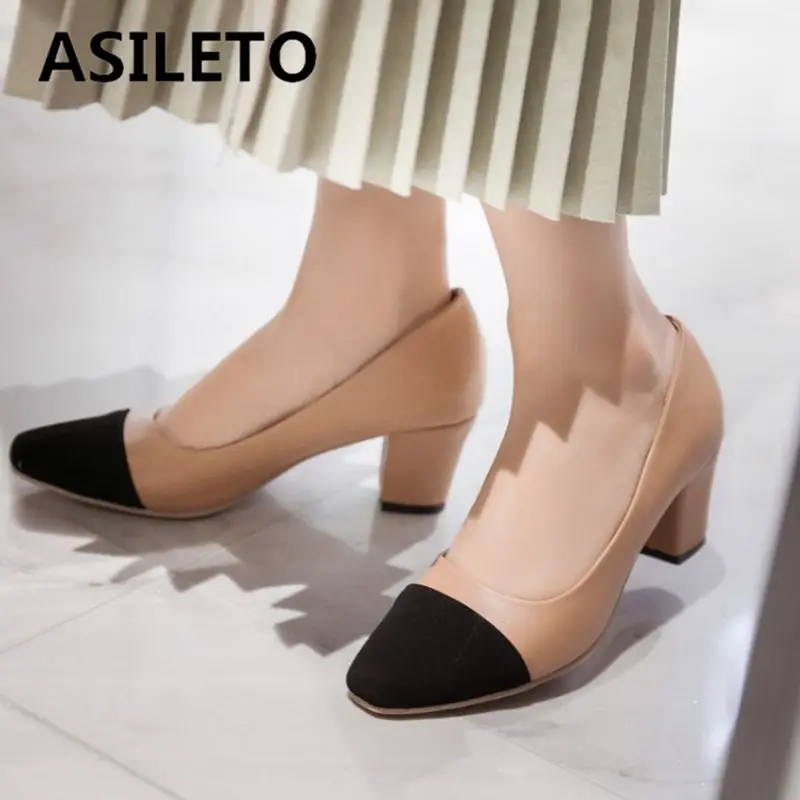 ASILETO New Design Women Pumps Square Toe Block Heels 6cm Slip On Mixed Color Large Size 41 42 43 Fashion Dating Female Shoes
ASILETO New Design Women Pumps Square Toe Block Heels 6cm Slip On Mixed Color Large Size 41 42 43 Fashion Dating Female Shoes