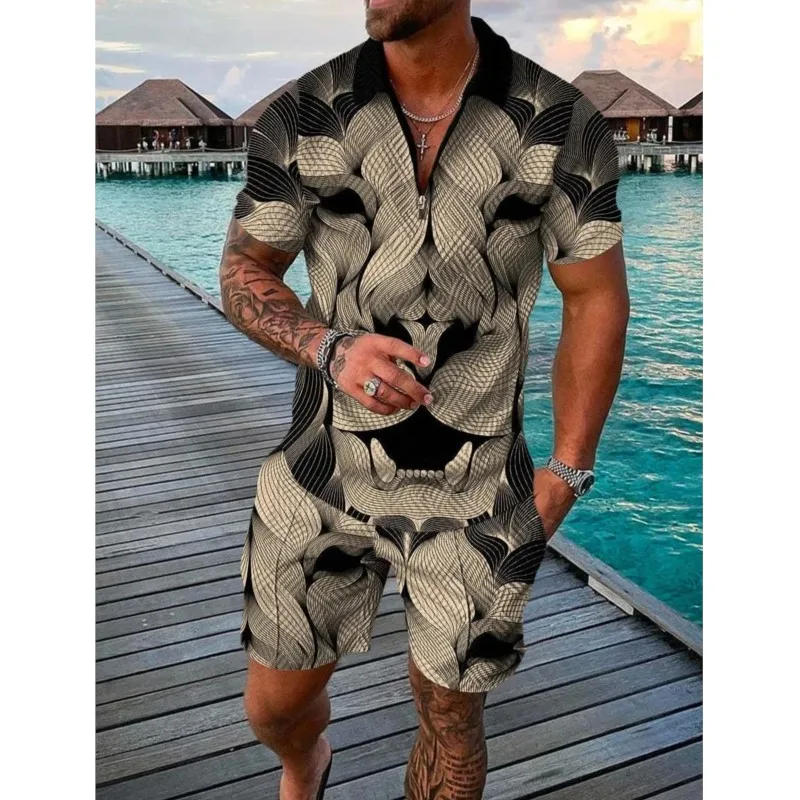 Summer Fashion Men Clothing 3D Print Yellow Wave Point Zipper Polo Shirt Shorts 2 Pcs Sets Tracksuit Suits Oversized Loose Set
Summer Fashion Men Clothing 3D Print Yellow Wave Point Zipper Polo Shirt Shorts 2 Pcs Sets Tracksuit Suits Oversized Loose Set