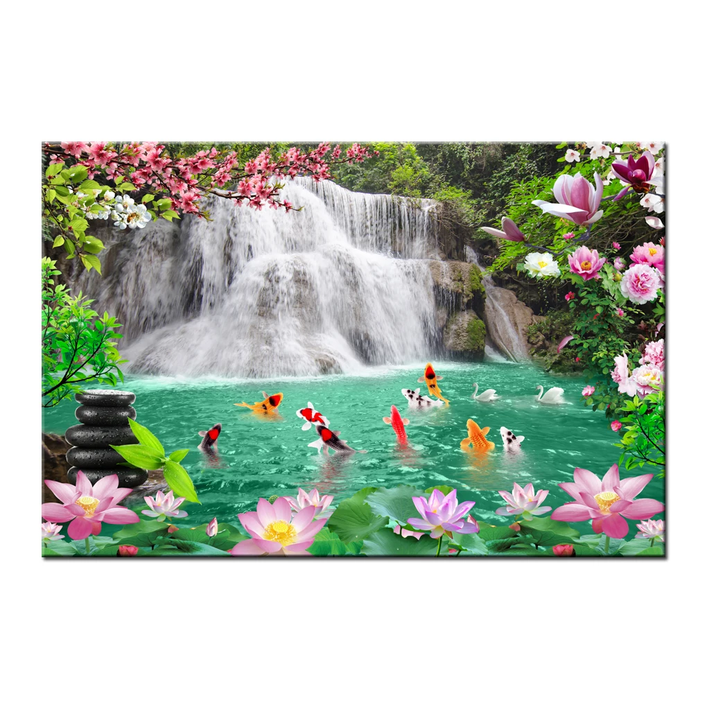 Forest Waterfalls Landscape Koi Fish Flower Painting Modern Canvas Prints Picture on Canvas Wall Art for Living Room HYS1098
Forest Waterfalls Landscape Koi Fish Flower Painting Modern Canvas Prints Picture on Canvas Wall Art for Living Room HYS1098
