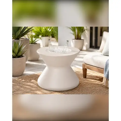 ice bin side table with umbrella hole, all weather, table only for pool, sundeck, patio