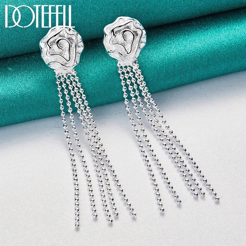 DOTEFFIL 925 Sterling Silver Romantic Rose Flower Earrings for Women Fashion Smooth Bead Chain Silver Jewelry
DOTEFFIL 925 Sterling Silver Romantic Rose Flower Earrings for Women Fashion Smooth Bead Chain Silver Jewelry