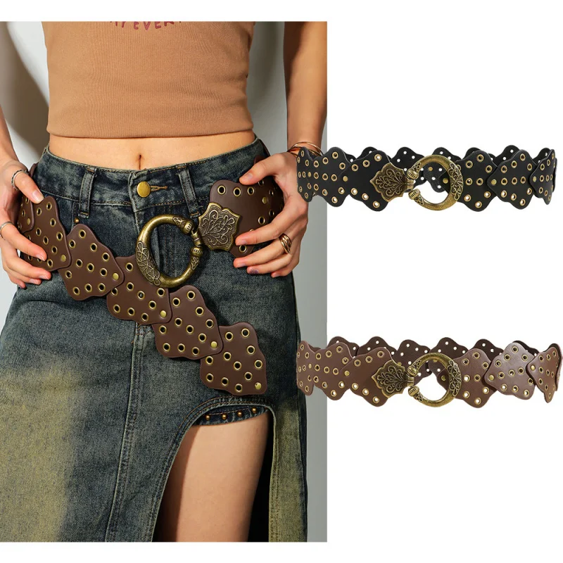 Trendy Women Belt Vintage Riveted Waistband Baroque Leaf Pattern Cross Border PU Leather Belt for Ladies
Trendy Women Belt Vintage Riveted Waistband Baroque Leaf Pattern Cross Border PU Leather Belt for Ladies