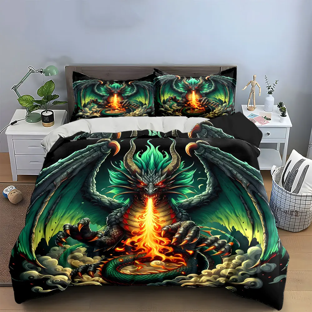 "Dragon Art Decor Set" Bedding Set with 1 Duvet Cover 2 Pillowcases Single Double King Queen, Gift
"Dragon Art Decor Set" Bedding Set with 1 Duvet Cover 2 Pillowcases Single Double King Queen, Gift