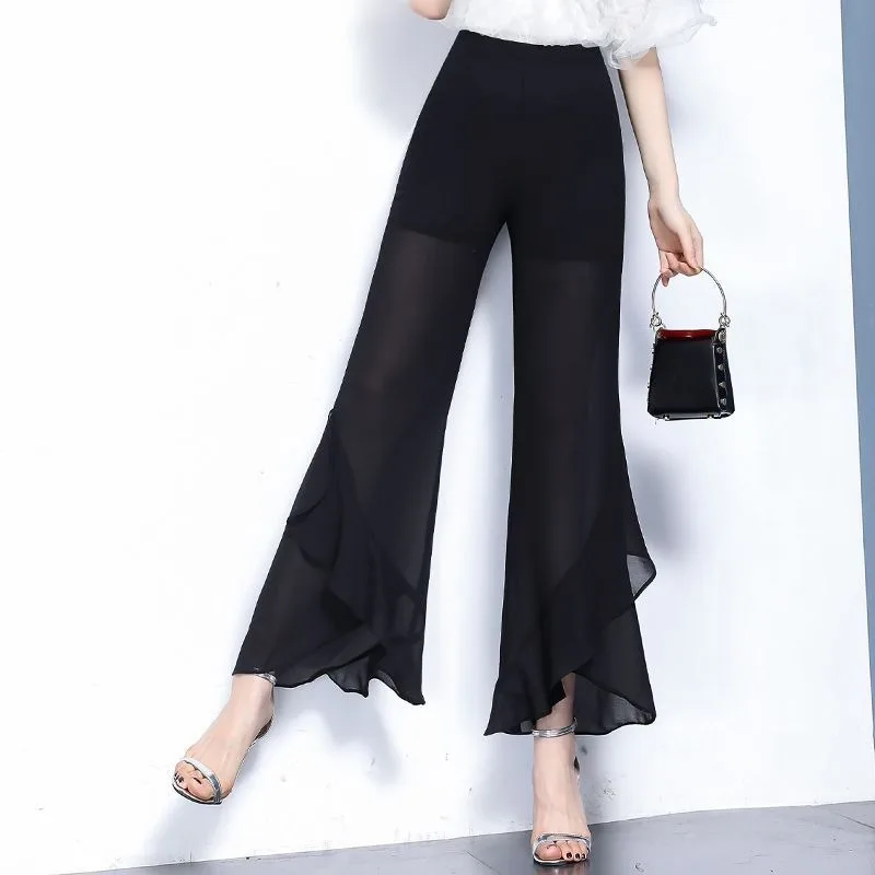 Chiffon Micro-pull Pants Women's Summer New High-waisted Drape Slim-fitting Flared Pants Foreign-style Thin Pants Good-looking
Chiffon Micro-pull Pants Women's Summer New High-waisted Drape Slim-fitting Flared Pants Foreign-style Thin Pants Good-looking
