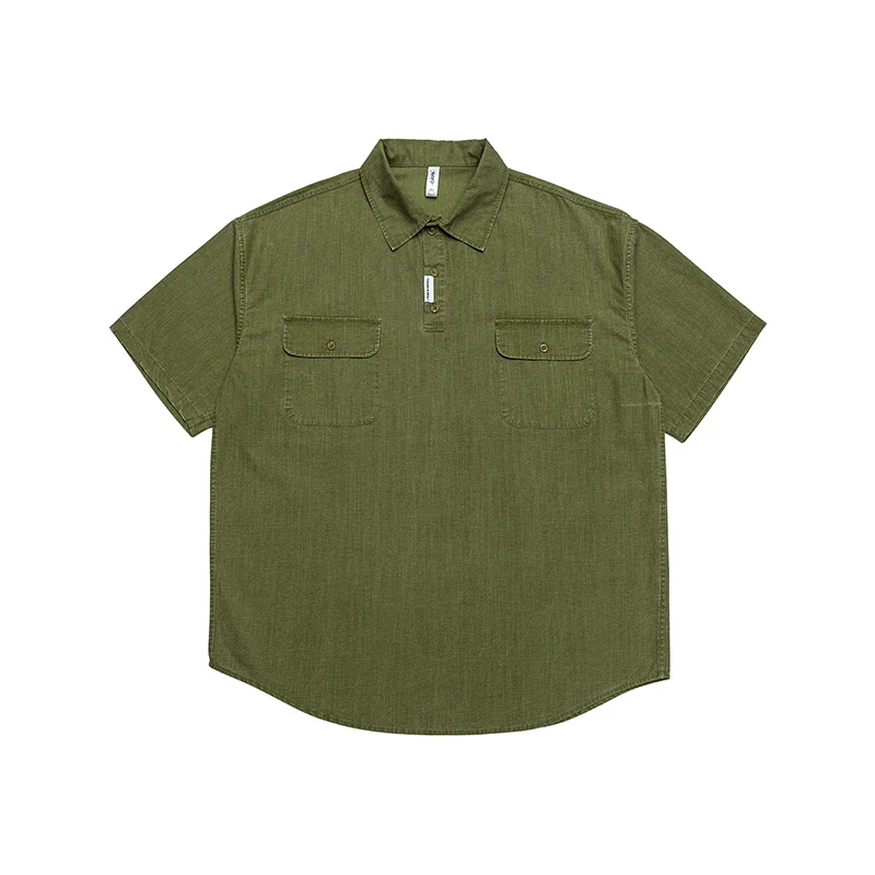Washed Short Sleeve Shirt for Men with Double Pockets Solid Color Lapel Top Loose Fit Summer Casual Wear V-shape Clothing
Washed Short Sleeve Shirt for Men with Double Pockets Solid Color Lapel Top Loose Fit Summer Casual Wear V-shape Clothing