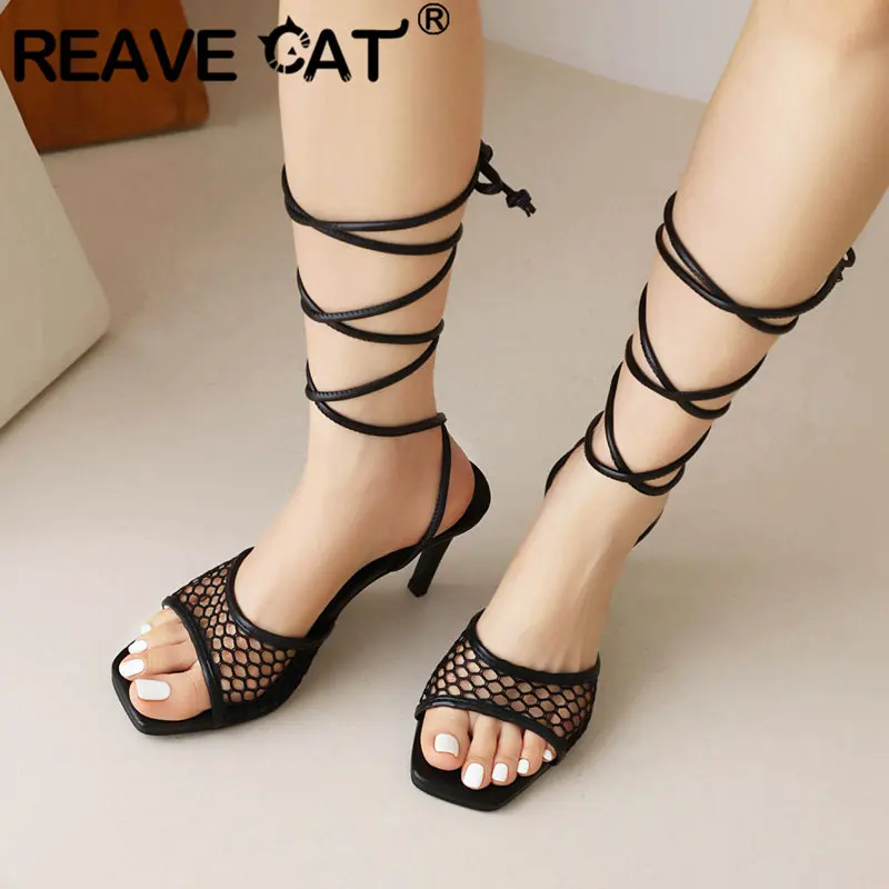 REAVE CAT Fashion Women Sandals Toe Thin Heels 8.5cm Crossover Strap Breathable Mesh Sexy Female Shoes Size 44 45 46
REAVE CAT Fashion Women Sandals Toe Thin Heels 8.5cm Crossover Strap Breathable Mesh Sexy Female Shoes Size 44 45 46