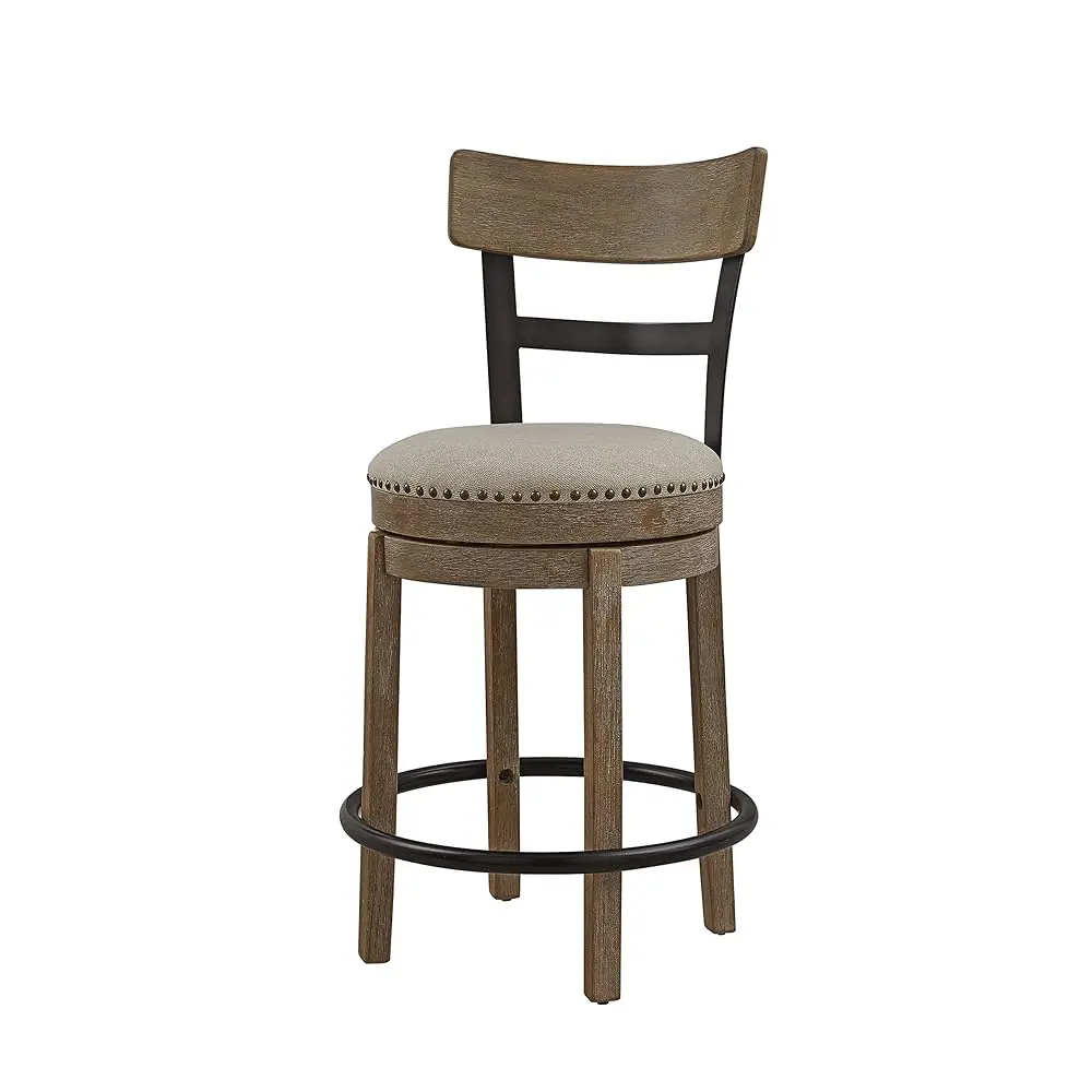 Swivel Counter Height Barstool 24 H Seat Height Taupe Fabric With Nailhead Trim Set Of 1
Swivel Counter Height Barstool 24 H Seat Height Taupe Fabric With Nailhead Trim Set Of 1