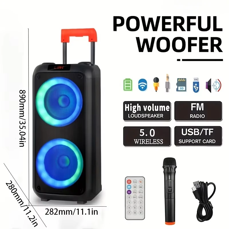 Kinglucky M15 Outdoor Portable Handheld Pull Speaker Wireless 3600mAh Battery RGB Light Speaker Karaoke Party Box
Kinglucky M15 Outdoor Portable Handheld Pull Speaker Wireless 3600mAh Battery RGB Light Speaker Karaoke Party Box