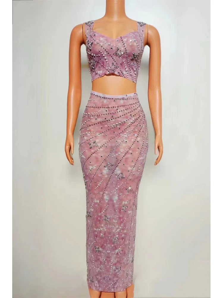 High Quality Hot Diamond Short Top+Sexy Split Buttocks Long Skirt Two-Piece Set For 2024 New Fashionable Custom Women'S Clothing
High Quality Hot Diamond Short Top+Sexy Split Buttocks Long Skirt Two-Piece Set For 2024 New Fashionable Custom Women'S Clothing