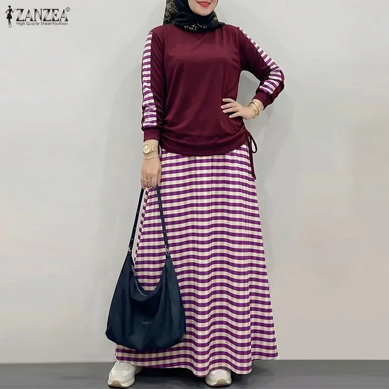 ZANZEA Muslim Modest Fashion Plaid Skirt Suits Women Long Sleeve T-Shirt & A-Line Maxi Skirt 2 Piece Sets Islamic Hijabi Outfits
ZANZEA Muslim Modest Fashion Plaid Skirt Suits Women Long Sleeve T-Shirt & A-Line Maxi Skirt 2 Piece Sets Islamic Hijabi Outfits