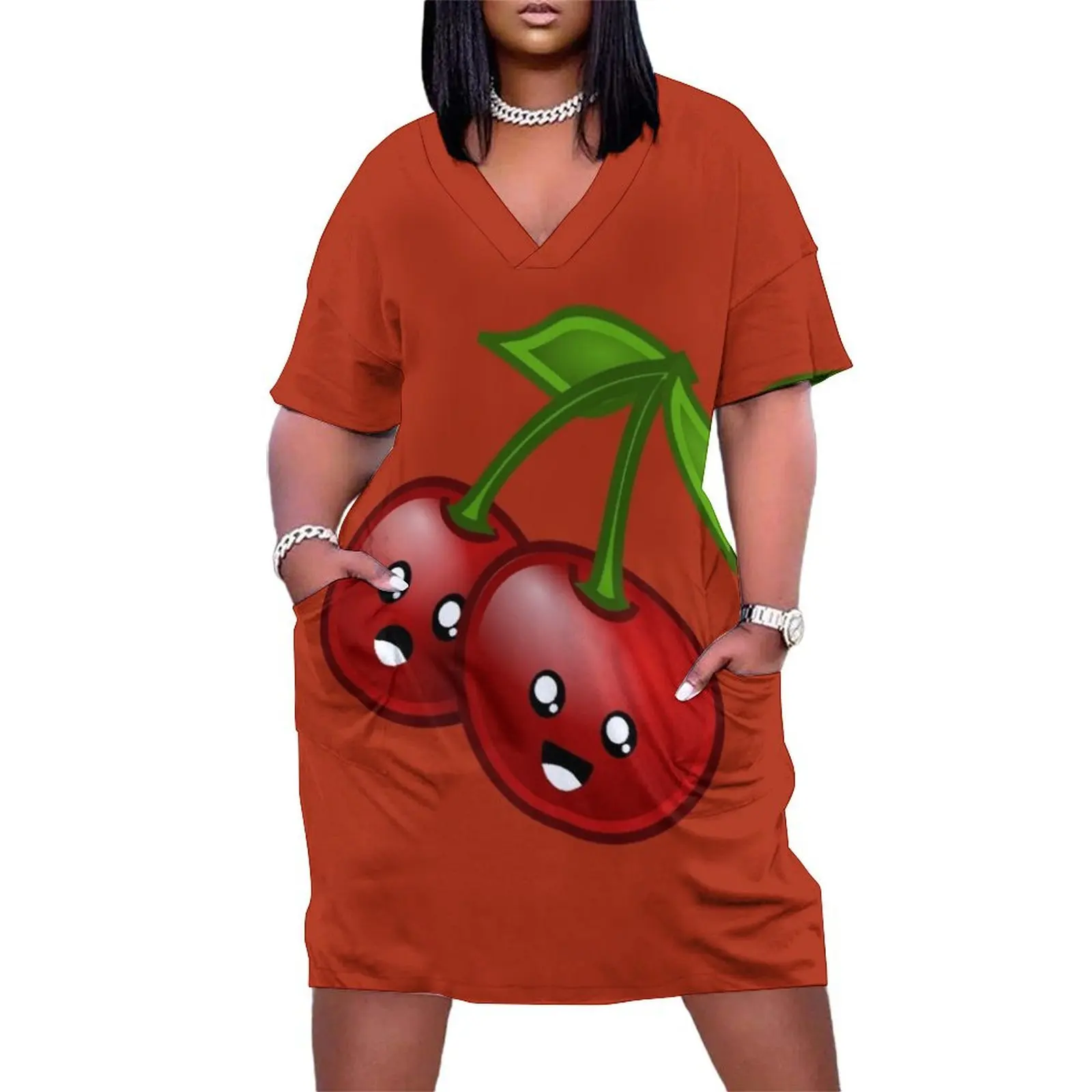 Sweet cherries / fruit / face Loose Pocket Dress Elegant gowns women's summer dress 2025
Sweet cherries / fruit / face Loose Pocket Dress Elegant gowns women's summer dress 2025