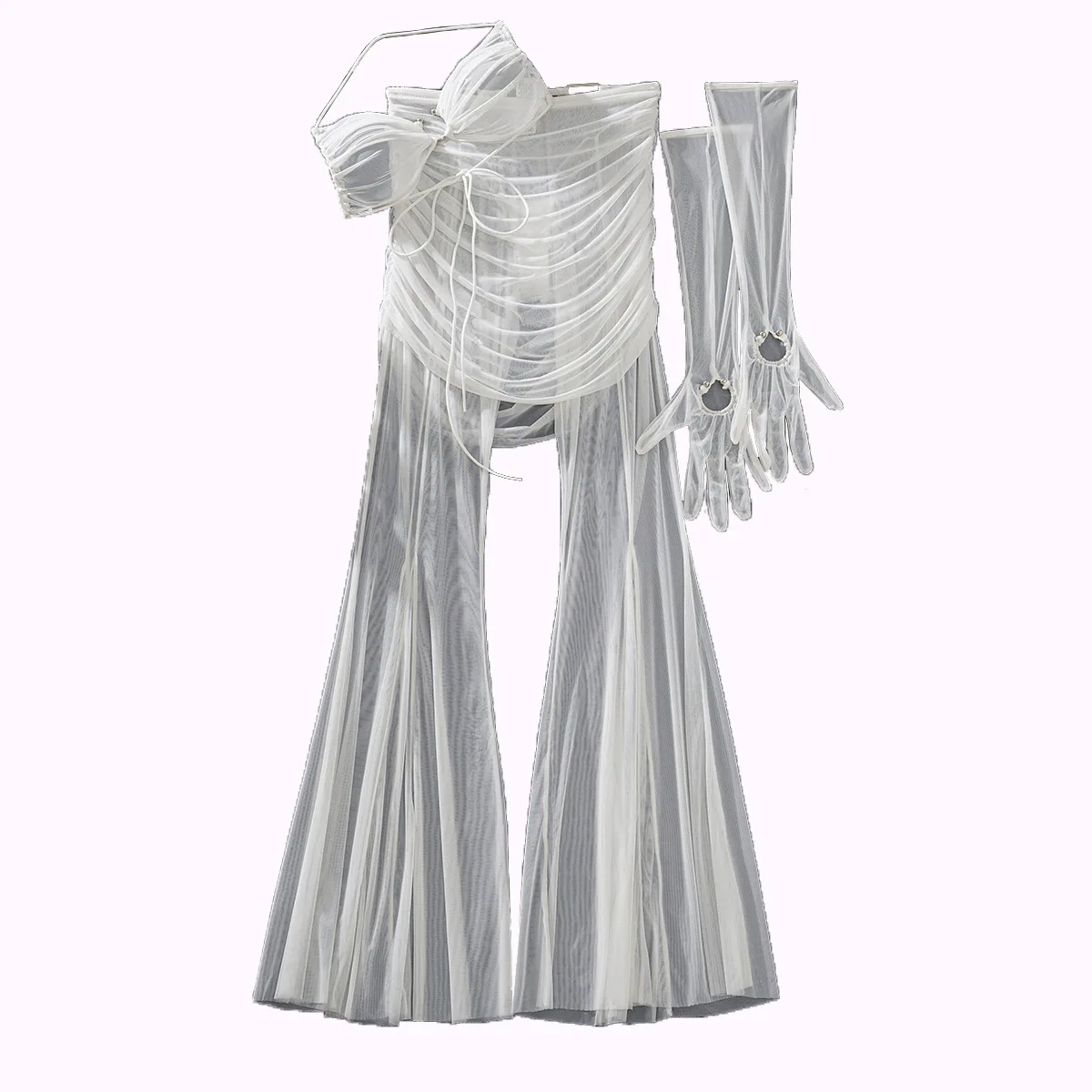 Белый женский сексуальный комплект нижнего белья: прозрачная сетка, открытая спина, соблазнительные трусики, моделирующие фигуру, и длинные брюки.
Белый женский сексуальный комплект нижнего белья: прозрачная сетка, открытая спина, соблазнительные трусики, моделирующие фигуру, и длинные брюки.