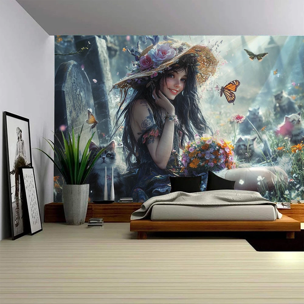 Youthful and beautiful girl character background decoration tapestry, girl bedroom decoration tapestry
Youthful and beautiful girl character background decoration tapestry, girl bedroom decoration tapestry