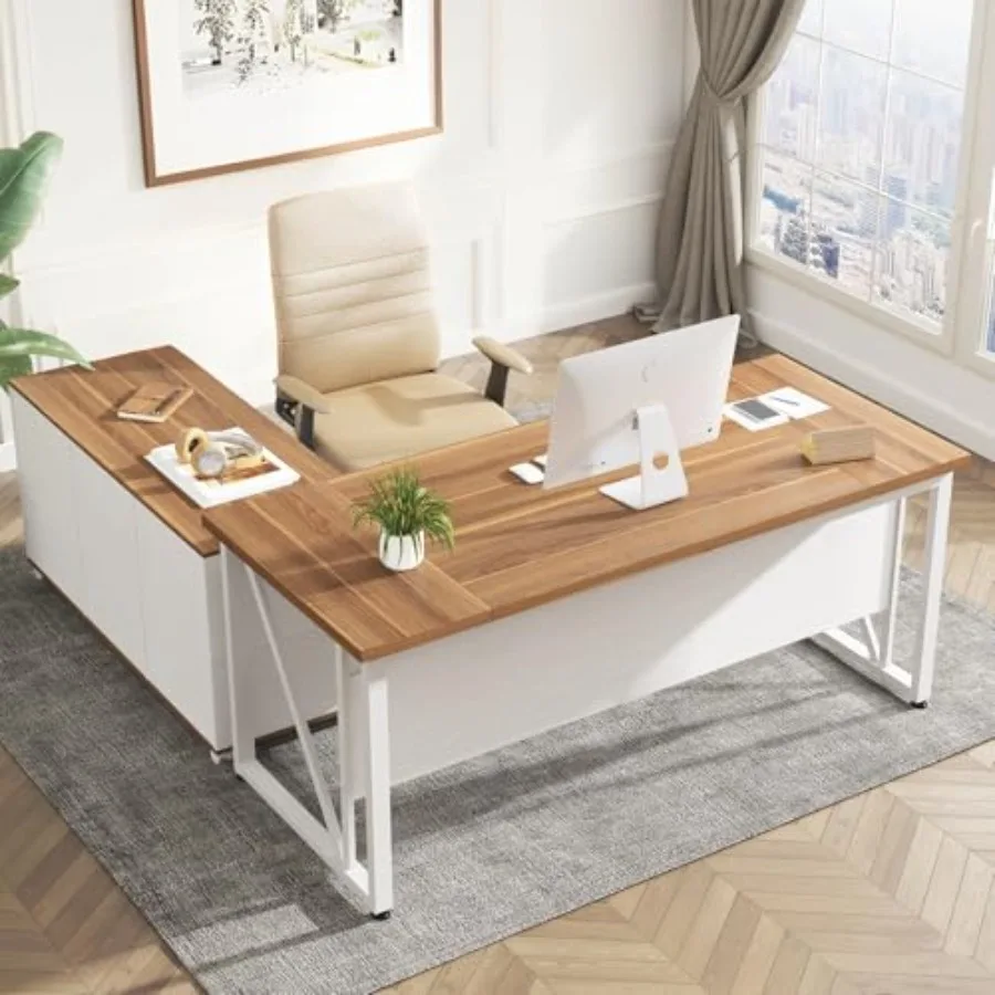63-Inch Executive Computer Desk with 47-Inch Lateral File Cabinet, Large Workstation Business Furniture, L Shaped Desk with Dra
63-Inch Executive Computer Desk with 47-Inch Lateral File Cabinet, Large Workstation Business Furniture, L Shaped Desk with Dra