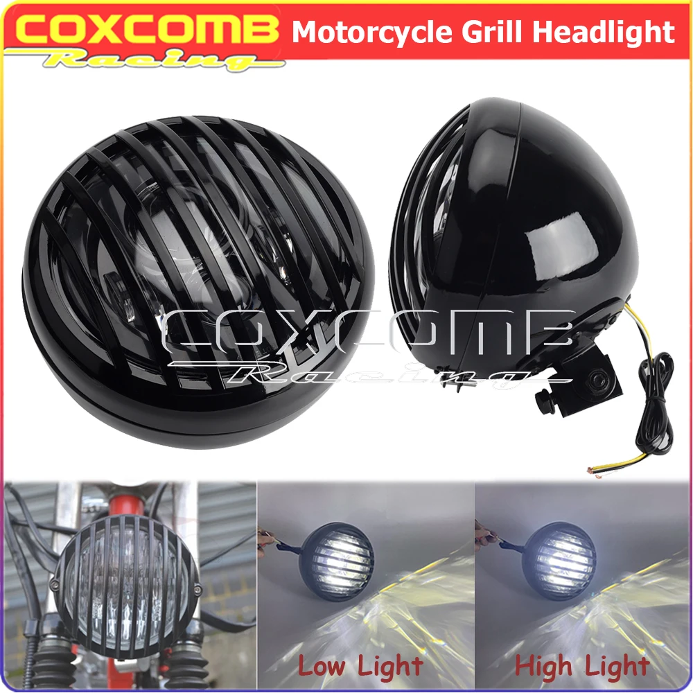 Retro Cafe Racer Motorcycle Grill Head Light Hi/Lo Beam Round Head Lamp For Harley Touring Kawasaki Yamaha Honda Suzuki Bobber
Retro Cafe Racer Motorcycle Grill Head Light Hi/Lo Beam Round Head Lamp For Harley Touring Kawasaki Yamaha Honda Suzuki Bobber