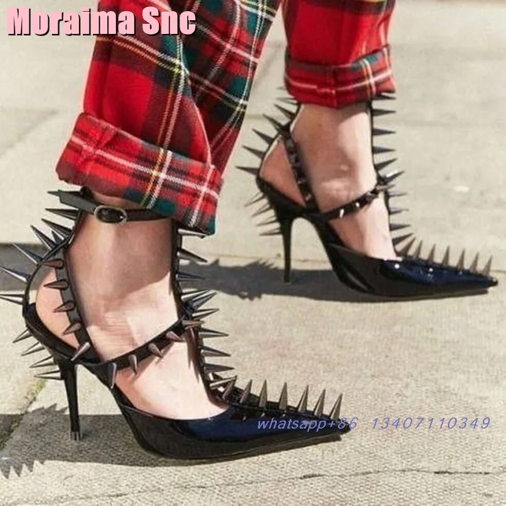 Сандалии женские с заклепками, заостренный носок, высокий каблук-шпилька, ремешок на щиколотке, пряжка, пикантная уникальная обувь в стиле панк, летние босоножки
Сандалии женские с заклепками, заостренный носок, высокий каблук-шпилька, ремешок на щиколотке, пряжка, пикантная уникальная обувь в стиле панк, летние босоножки
