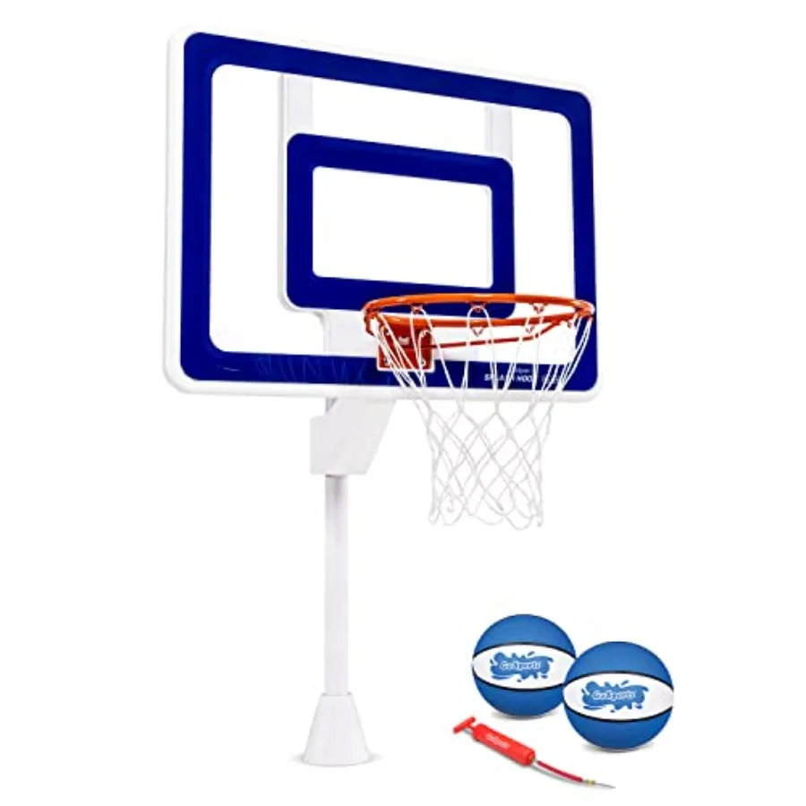 Deck-Mounted Splash Hoop Elite Inground Pool Basketball Game with Regulation Rim, 2 Basketballs and Pump White/Blue, Heavy-Duty
Deck-Mounted Splash Hoop Elite Inground Pool Basketball Game with Regulation Rim, 2 Basketballs and Pump White/Blue, Heavy-Duty
