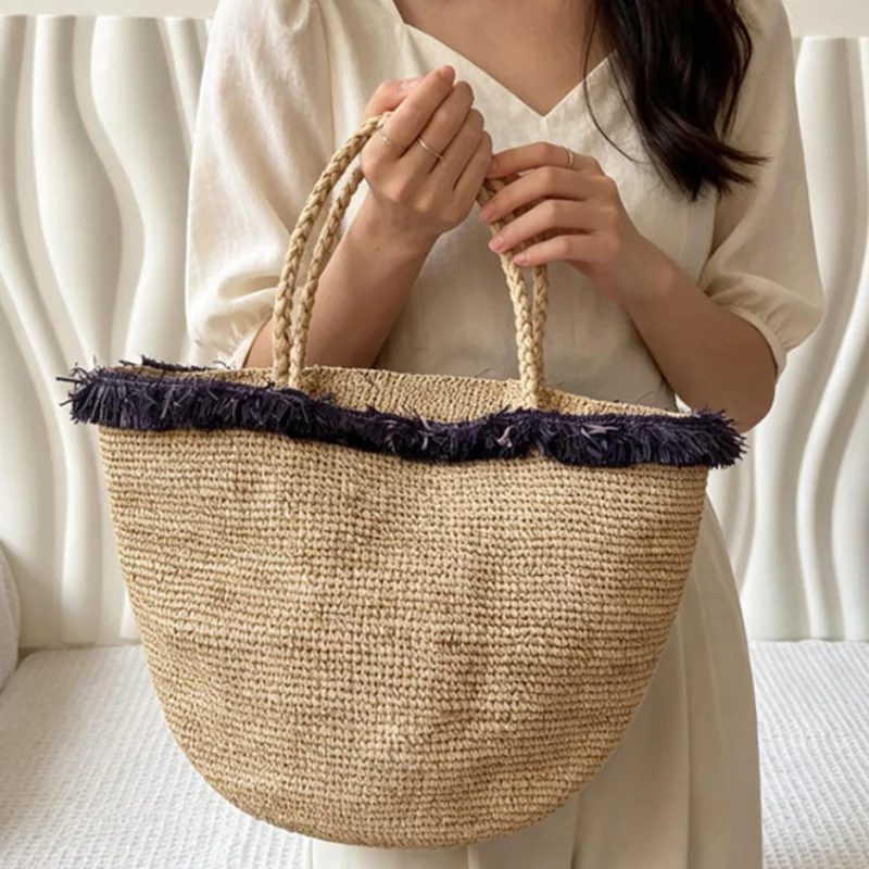High-end Fashion Shoulder Bag Handmade Color-blocked Woven Hawaii Vacation Beach Bag Large Capacity Lightweight Shell Tote Bag
High-end Fashion Shoulder Bag Handmade Color-blocked Woven Hawaii Vacation Beach Bag Large Capacity Lightweight Shell Tote Bag