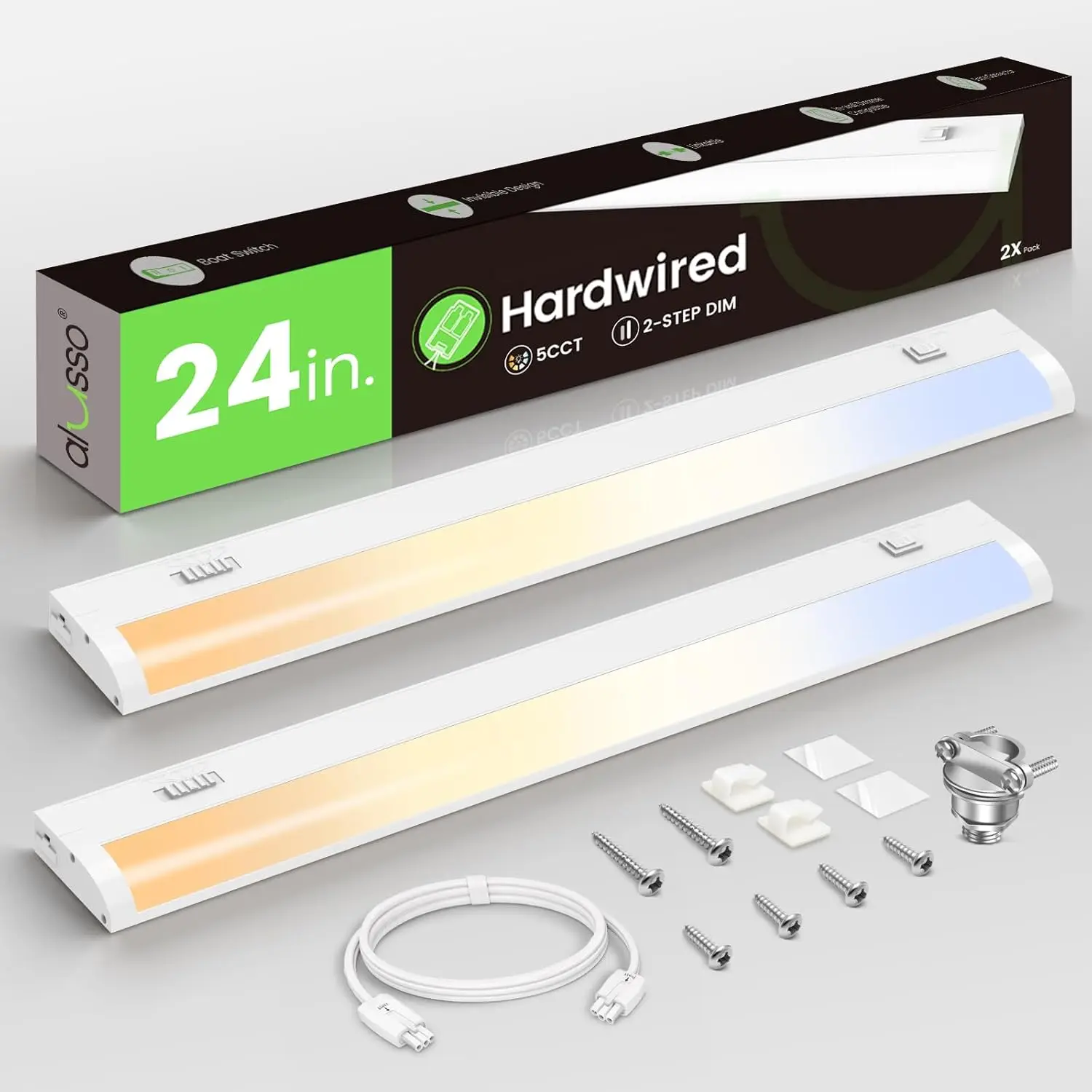 24 Inch LED Under Cabinet Lighting Hardwired 120V, 5CCT 2700K-5000K Dimmable 15W 1200LM High Brightness CRI 90+ Linkable Under Counter Lights for Kitchen Sink, 2 Pack
24 Inch LED Under Cabinet Lighting Hardwired 120V, 5CCT 2700K-5000K Dimmable 15W 1200LM High Brightness CRI 90+ Linkable Under Counter Lights for Kitchen Sink, 2 Pack