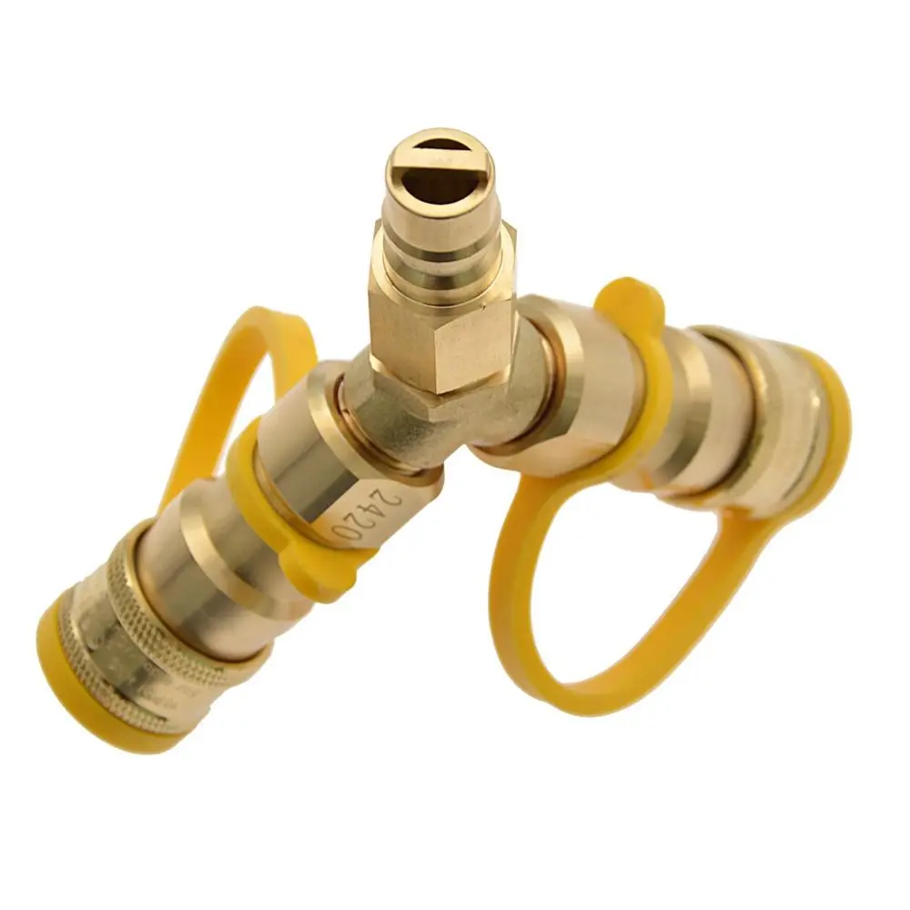 3/8 Inch Natural Gas Y Splitter Brass Wear-resistant Y-joint Quick Gas Connector Easy Grip 2-Way
3/8 Inch Natural Gas Y Splitter Brass Wear-resistant Y-joint Quick Gas Connector Easy Grip 2-Way