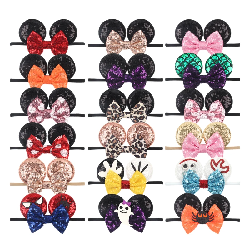 10Pcs/Lot Wholesale Mouse Ears Baby Elastic Headband Sequins 4"Bow Nylon Hairband Girls Kids Festival Party DIY Hair Accessories
10Pcs/Lot Wholesale Mouse Ears Baby Elastic Headband Sequins 4"Bow Nylon Hairband Girls Kids Festival Party DIY Hair Accessories