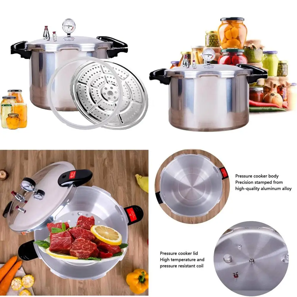 Large-Capacity 22-Quart Canning Pressure Cooker with Cooking Rack, Gauge, and Explosion-Proof Safety Valve for Enhanced Safety a
Large-Capacity 22-Quart Canning Pressure Cooker with Cooking Rack, Gauge, and Explosion-Proof Safety Valve for Enhanced Safety a