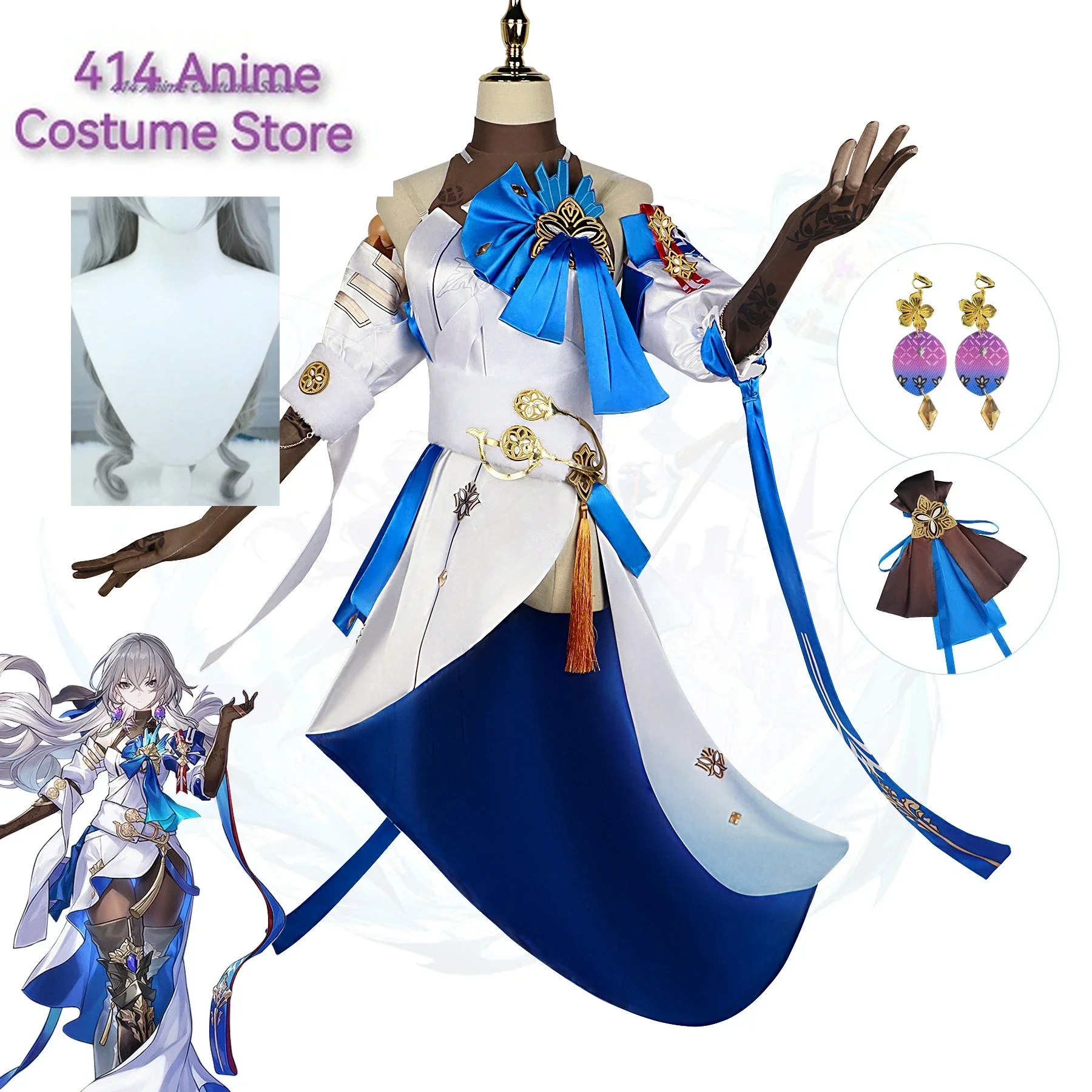 Game Honkai: Star Rail Bronya Cosplay Costume Wig White Blue Dress Silver Hair Halloween Carnival Party Suit Women
Game Honkai: Star Rail Bronya Cosplay Costume Wig White Blue Dress Silver Hair Halloween Carnival Party Suit Women