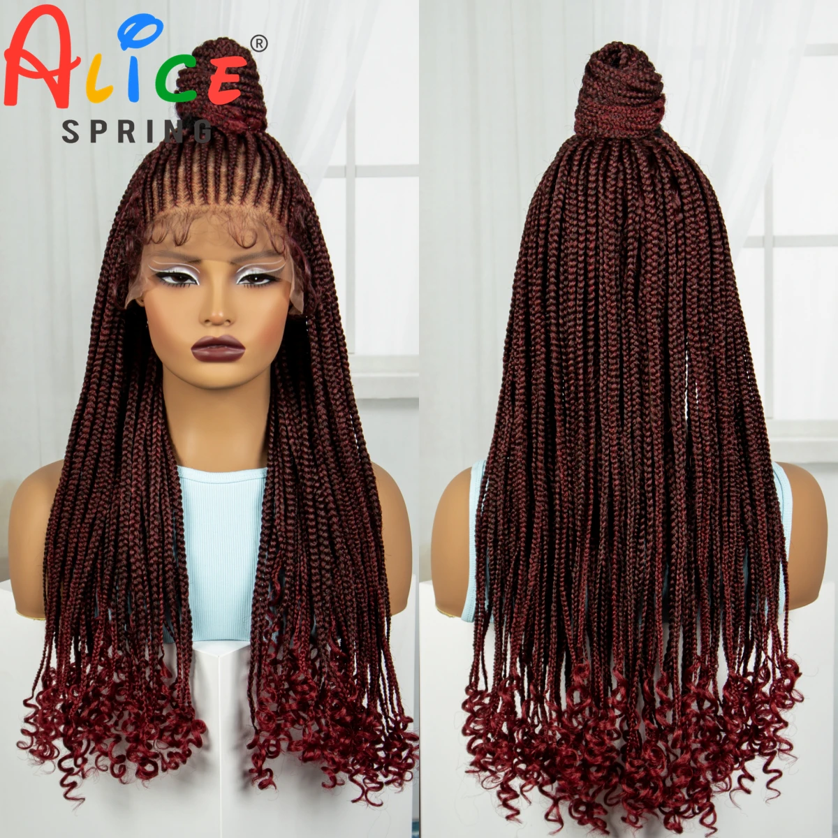 26 inch 13x4 Lace Front Synthetic Updo Braided Wigs with Baby Hair Cornrow Braiding Hair Wigs With Curly Ends for Black Women
26 inch 13x4 Lace Front Synthetic Updo Braided Wigs with Baby Hair Cornrow Braiding Hair Wigs With Curly Ends for Black Women