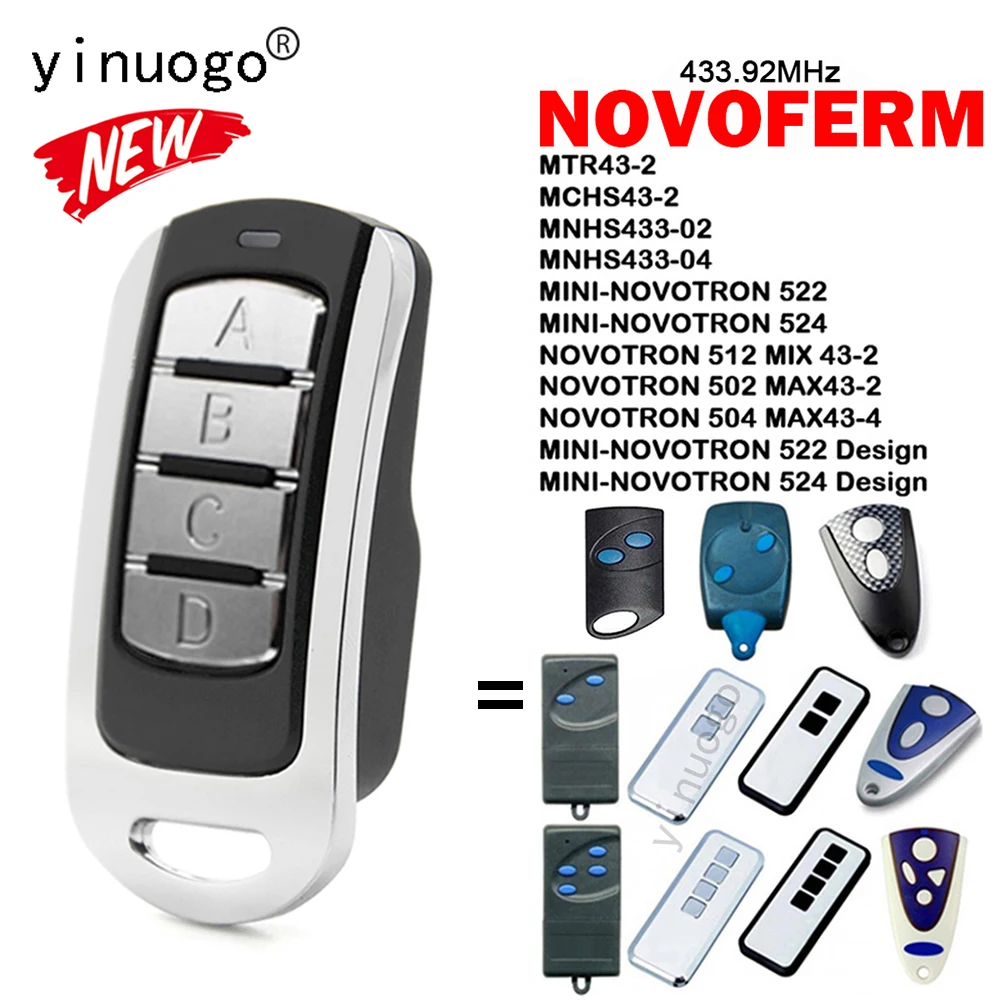 Для пульта дистанционного управления NOVOFERM 433,92 МГц NOVOFERM NOVOTRON 512 502 504 522 MTR43 MCHS43 MNHS433 гаражные ворота с дистанционным управлением
Для пульта дистанционного управления NOVOFERM 433,92 МГц NOVOFERM NOVOTRON 512 502 504 522 MTR43 MCHS43 MNHS433 гаражные ворота с дистанционным управлением