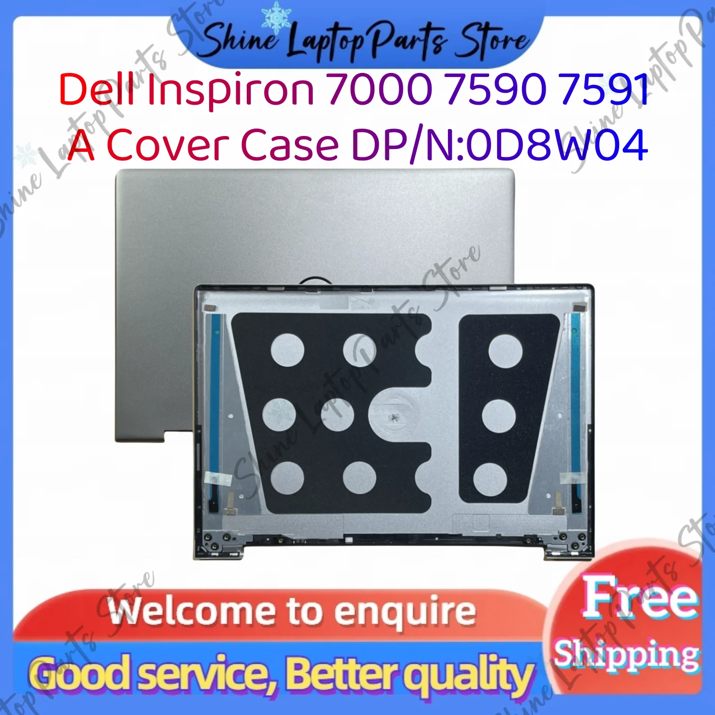 For Dell Inspiron15 7000 2-in-1 7590 7591 2in1 A Cover Case LCD Back Cover Case silvery DP/N:0D8W04
For Dell Inspiron15 7000 2-in-1 7590 7591 2in1 A Cover Case LCD Back Cover Case silvery DP/N:0D8W04