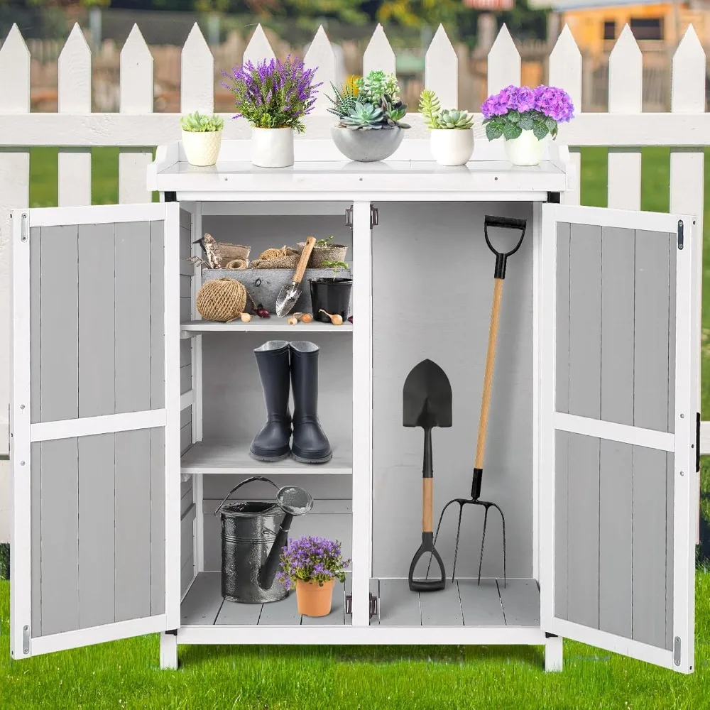 Potting Bench Outdoor Cabinet with Metal Tabletop, Wooden Storage Cabinets Weatherproof for Outside, Planting Work, Customized
Potting Bench Outdoor Cabinet with Metal Tabletop, Wooden Storage Cabinets Weatherproof for Outside, Planting Work, Customized