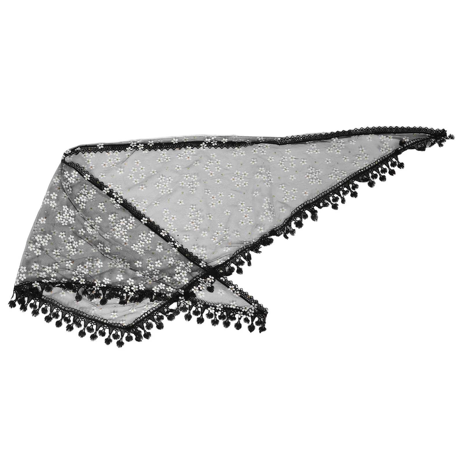 Elegant Embroidered Triangle Scarf Floral Lace Mesh Design with Fringe Tassels Versatile Catholic Prayer Veil for Women Wedding
Elegant Embroidered Triangle Scarf Floral Lace Mesh Design with Fringe Tassels Versatile Catholic Prayer Veil for Women Wedding