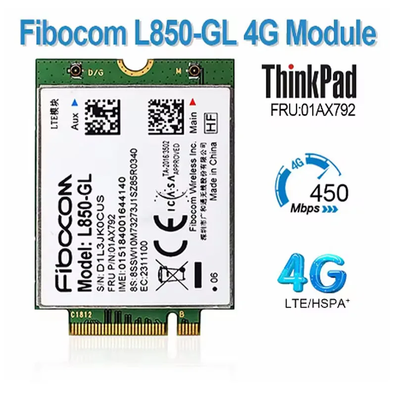 Fibocom L850-GL Card 01AX792 4G LTE Wireless Module For ThinkPad X395 X1 Carbon Gen6 X280 T580 T480s L480 X1 Yoga Gen 3 L580
Fibocom L850-GL Card 01AX792 4G LTE Wireless Module For ThinkPad X395 X1 Carbon Gen6 X280 T580 T480s L480 X1 Yoga Gen 3 L580