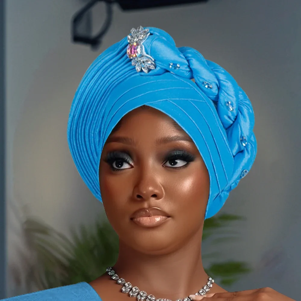 Elegant Braided Turban Cap Diamonds African Head Wrap for Women Wedding Party Nigeria Autogele Bonnet Muslim Hijab Headgear Hat
Elegant Braided Turban Cap Diamonds African Head Wrap for Women Wedding Party Nigeria Autogele Bonnet Muslim Hijab Headgear Hat