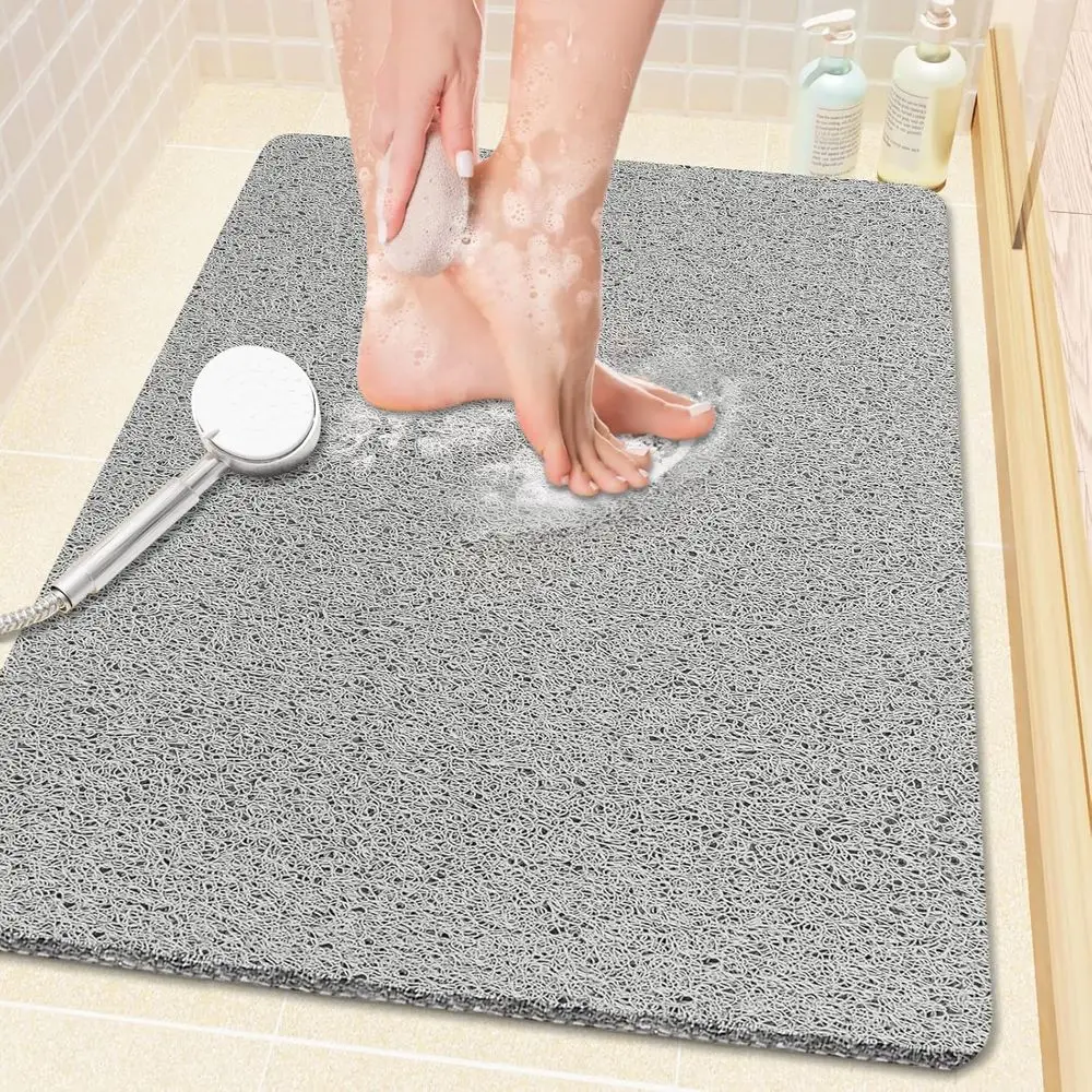 Non-Slip PVC Shower and Bathtub Mat, 24x16 Inches, Grey, Quick-Drying with Drain
Non-Slip PVC Shower and Bathtub Mat, 24x16 Inches, Grey, Quick-Drying with Drain