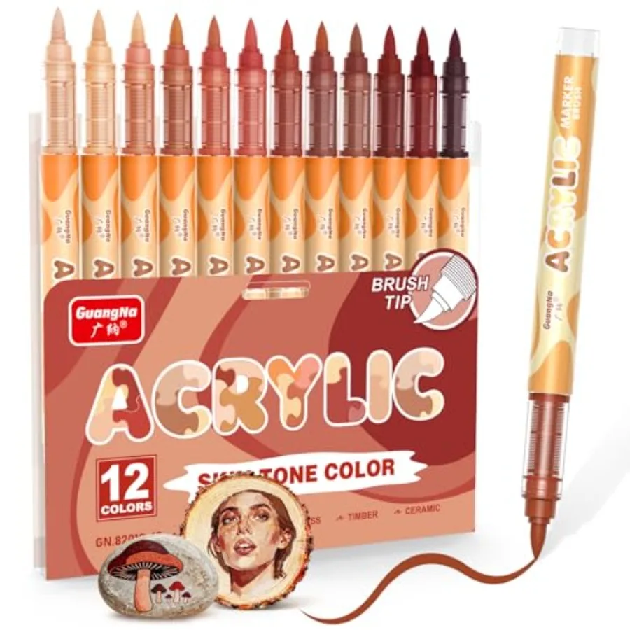 12 Acrylic Paint Markers, Brush Tip Acrylic Paint Pens for Pumpkin Paint, Rock Painting, Wood, Glass, Paper, Coloring Book, Cer
12 Acrylic Paint Markers, Brush Tip Acrylic Paint Pens for Pumpkin Paint, Rock Painting, Wood, Glass, Paper, Coloring Book, Cer