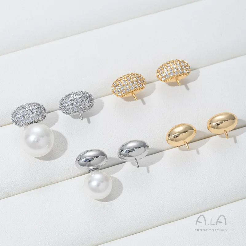 14K Gold & White Gold Plated Inlaid Zircon Oval Pearl Stud Earrings Accessories Handmade DIY Jewelry Making Material
14K Gold & White Gold Plated Inlaid Zircon Oval Pearl Stud Earrings Accessories Handmade DIY Jewelry Making Material
